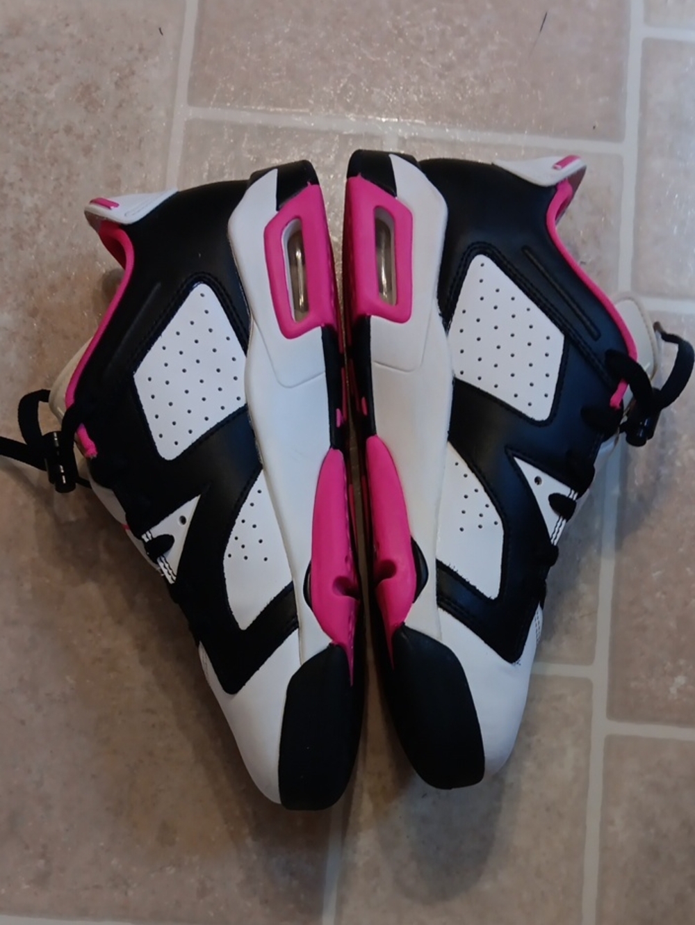 Jordan Kids White, Black & Pink Low-Top Sneakers Retro 7. Sz 7youth - Picture 3 of 7